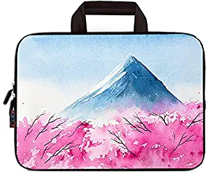 iColor 11.6 12 12.1 12.2 inch Laptop Case Sleeve Protective Bag Briefcase Pouch with Handle (Cherry Blossom and Mount Fuji)