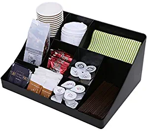 Vencer"Cuby" Breakroom 10 Compartment Condiment Holder,Coffee and Tea Bag Organizer,Black,VCO-001