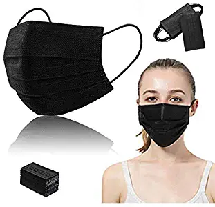 Black Face Mask,50 Pcs Disposable Face Masks,3 Ply Breathable Masks,Disposable Masks,Non-Woven Black Mask,Elastic Ear Hook and Adjustable Breathable Face Mask,Suitable for Home and Office(Black)