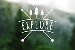 BKS- Explore Wanderlust Stickers Vinyl Decal 5.5"x5.25" White Styling Decoration for Car Accessories Laptop Wall Tool Box Removeable Motorcycle Bumper