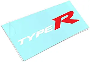 ReplaceMyParts 2PCS Type R Die Cut Vinyl Decal Stickers for Honda Civic Windows Car Truck SUV Walls Laptop, (White Red) 7.5 x 1.5 Inch