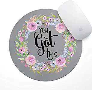 Floral Mouse Pad Motiavation Quote You Got This Neoprene Inspirational Quote Mousepad Office Space Decor Home Office Computer Accessories Mousepads Watercolor Pink and Blue Florals