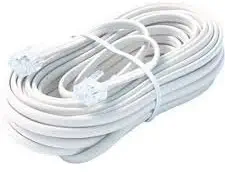 Bistras 25 Ft 4C Telephone Extension Cord Cable Line Wire, for Any Phone, Modem, Fax Machine, Answering Machine, Caller ID, White