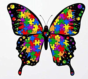 2pcs Autism Awareness Butterfly #2 | Sticker Decal for Laptop, Car, Window, Door, Shop