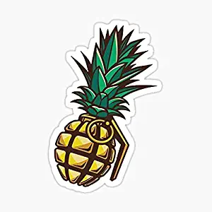 2 pcs Cool Pineapple Grenade Sticker Decal, 4 inches | Laptop, Window, Car Bumper, Water Bottle, Skateboard, Snowboard Stickers, Decals