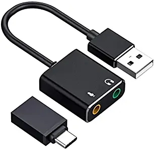 USB Type-c Audio Adapter External Stereo Sound Card with 3.5mm Headphone and Microphone Jack,Suitable for Windows, Mac, Linux,PC,Laptop,Plug and Play No Drivers Needed