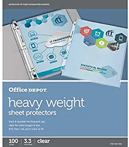 Office Depot Heavyweight Sheet Protectors, 8 1/2in. x 11in, Clear, Pack of 100, OD491658