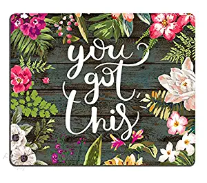Pingpi Floral Mouse Pad Motiavation Quote You Got This Neoprene Inspirational Quote Mousepad Office Space Decor Home Office Computer Accessories Mousepads Watercolor vintage flower design