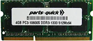 4GB DDR3 Memory Upgrade for Hp 2000-2b19wm Notebook PC PC3-10600 204 pin 1333MHz Laptop SODIMM RAM (PARTS-QUICK Brand)