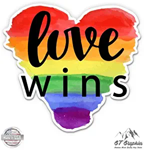 Love Wins Rainbow Heart - 3" Vinyl Sticker - For Car Laptop I-Pad Phone Helmet Hard Hat - Waterproof Decal