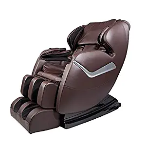 Real Relax Massage Chair, Full Body Zero Gravity Shiatsu Recliner with Heat and Foot Rollers, Brown