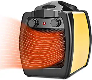 Portable Space Heater - 2 In 1 Ceramic Heater, 1500W Electric Heater, Fan Heater, Fast Heating, Thermostat Adjustable, Overheat and Tip-Over Protection, Indoor Portable Heater for Home, Office, Garage